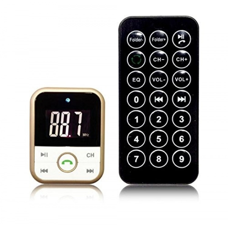FM-zender met Bluetooth handsfree en autolader (goud) FM-zender met Bluetooth handsfree en autolader (goud)