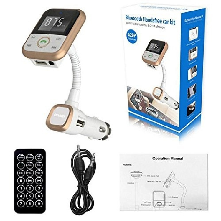 FM-zender met Bluetooth handsfree en autolader (goud) FM-zender met Bluetooth handsfree en autolader (goud)