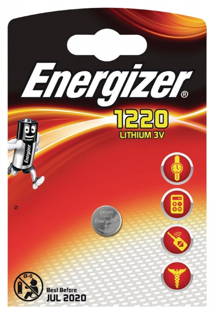 Energizer Lithium-Knoopcelbatterij CR1220 | 3 V DC | 37 mAh | 1-Blister | Zilver Energizer Lithium-Knoopcelbatterij CR1220 | 3 V DC | 37 mAh | 1-Blister | Zilver
