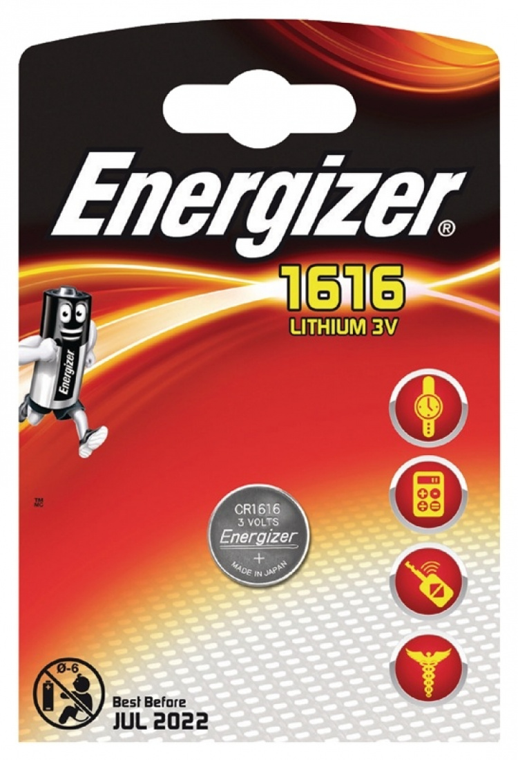 Energizer Lithium-Knoopcelbatterij CR1616 | 3 V DC | 60 mAh | 1-Blister | Zilver Energizer Lithium-Knoopcelbatterij CR1616 | 3 V DC | 60 mAh | 1-Blister | Zilver