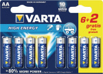 Varta Alkaline Batterij AA 1.5 V High Energy 8-Promotional Blister