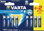 Varta Alkaline Batterij AAA 1.5 V High Energy 8-Promotional Blister Varta Alkaline Batterij AAA 1.5 V High Energy 8-Promotional Blister