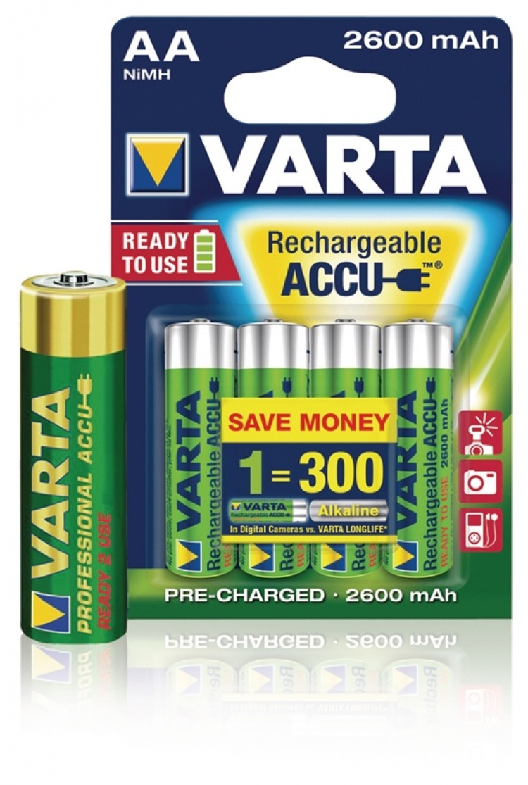 Varta Oplaadbare NiMH-Batterij AA | 1.2 V DC | 2500 mAh | 4-Blisterkaart Varta Oplaadbare NiMH-Batterij AA | 1.2 V DC | 2500 mAh | 4-Blisterkaart