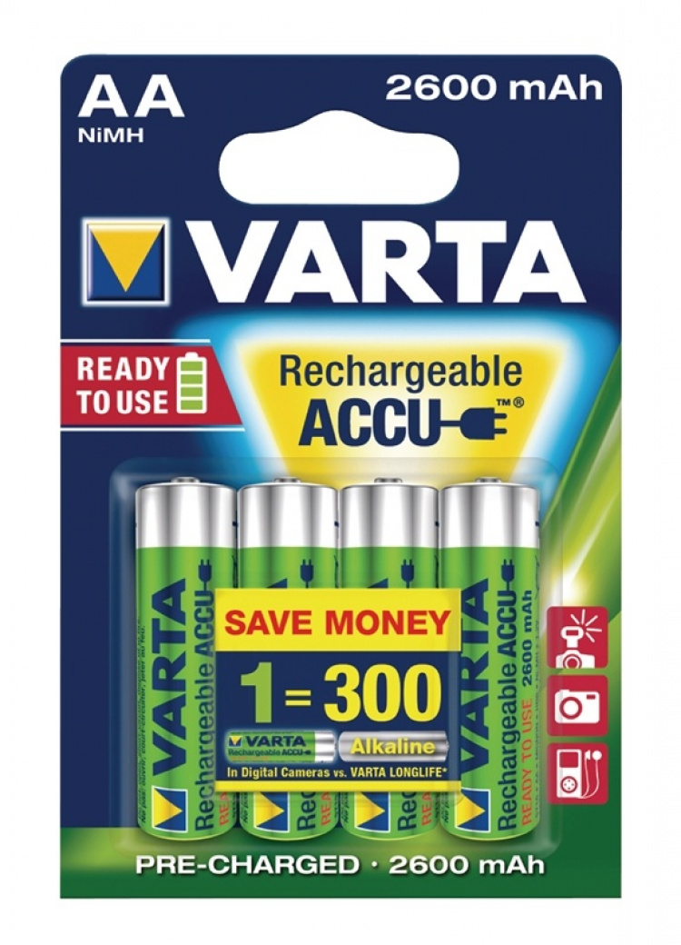 Varta Oplaadbare NiMH-Batterij AA | 1.2 V DC | 2500 mAh | 4-Blisterkaart Varta Oplaadbare NiMH-Batterij AA | 1.2 V DC | 2500 mAh | 4-Blisterkaart