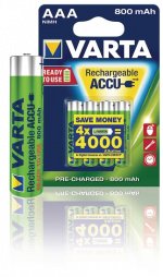 Varta Oplaadbare NiMH-Batterij AAA | 1.2 V DC | 800 mAh | Voorgeladen | 4-Blisterkaart Varta Oplaadbare NiMH-Batterij AAA | 1.2 V DC | 800 mAh | Voorgeladen | 4-Blisterkaart