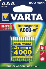 Varta Oplaadbare NiMH-Batterij AAA | 1.2 V DC | 800 mAh | Voorgeladen | 4-Blisterkaart Varta Oplaadbare NiMH-Batterij AAA | 1.2 V DC | 800 mAh | Voorgeladen | 4-Blisterkaart