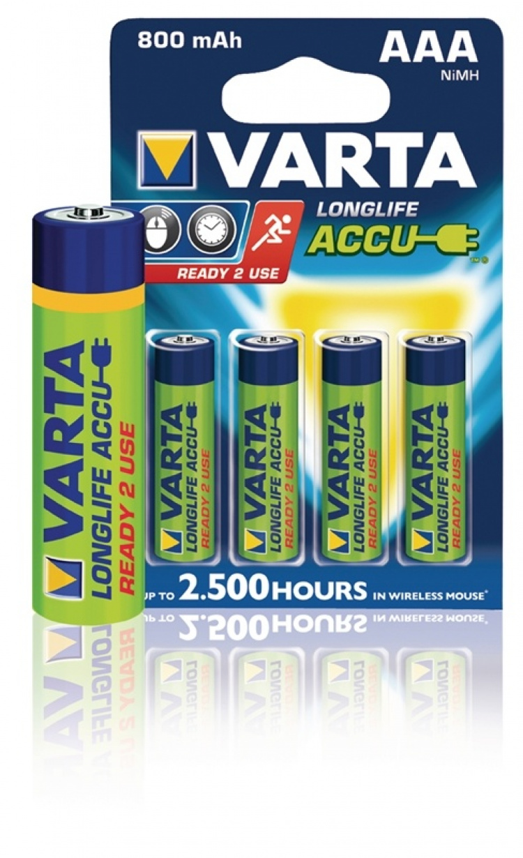 Varta Oplaadbare NiMH-Batterij AAA | 1.2 V DC | 800 mAh | Voorgeladen | 4-Blisterkaart Varta Oplaadbare NiMH-Batterij AAA | 1.2 V DC | 800 mAh | Voorgeladen | 4-Blisterkaart