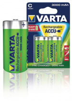 Varta Oplaadbare NiMH-Batterij C | 1.2 V DC | 3000 mAh | Voorgeladen | 2-Blister | HR14 | Geel / Groen Varta Oplaadbare NiMH-Batterij C | 1.2 V DC | 3000 mAh | Voorgeladen | 2-Blister | HR14 | Geel / Groen