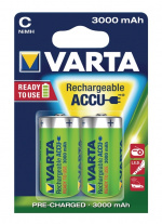 Varta Oplaadbare NiMH-Batterij C | 1.2 V DC | 3000 mAh | Voorgeladen | 2-Blister | HR14 | Geel / Groen Varta Oplaadbare NiMH-Batterij C | 1.2 V DC | 3000 mAh | Voorgeladen | 2-Blister | HR14 | Geel / Groen