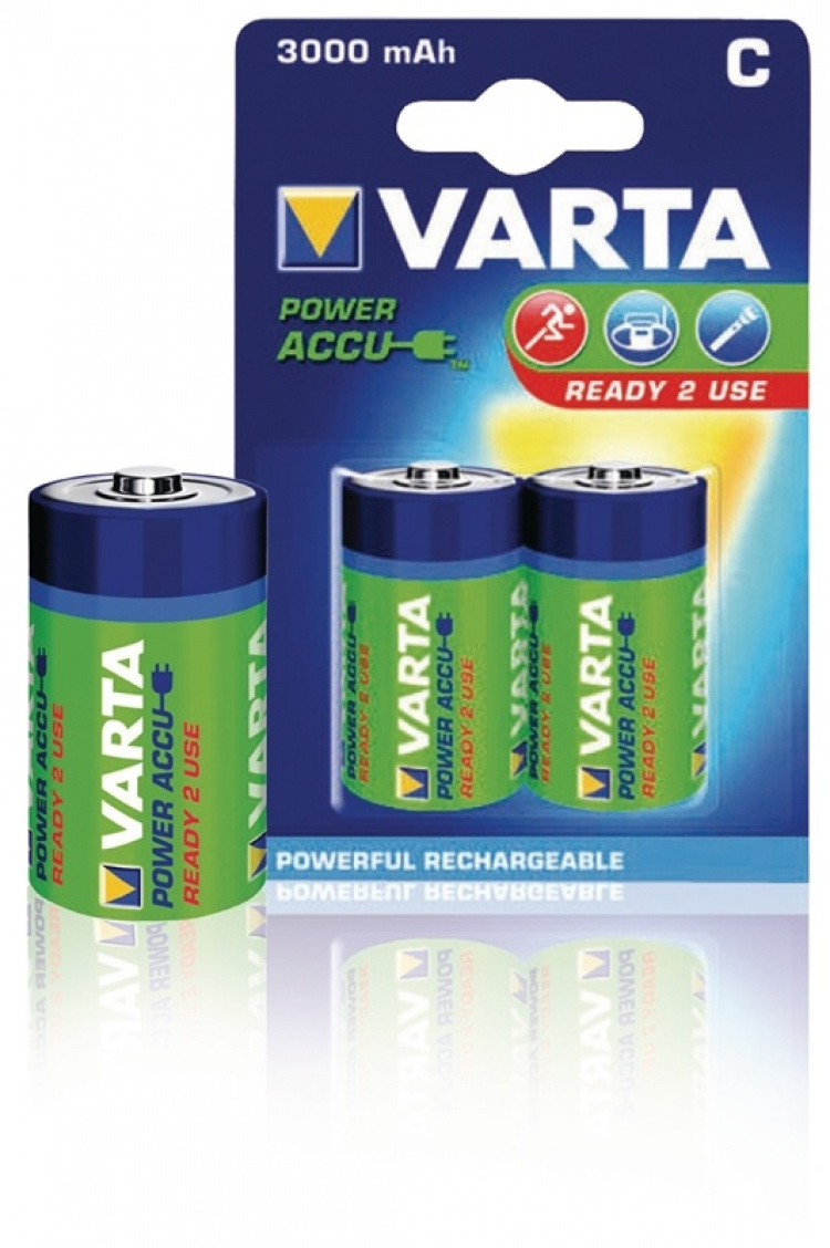 Varta Oplaadbare NiMH-Batterij C | 1.2 V DC | 3000 mAh | Voorgeladen | 2-Blister | HR14 | Geel / Groen Varta Oplaadbare NiMH-Batterij C | 1.2 V DC | 3000 mAh | Voorgeladen | 2-Blister | HR14 | Geel / Groen