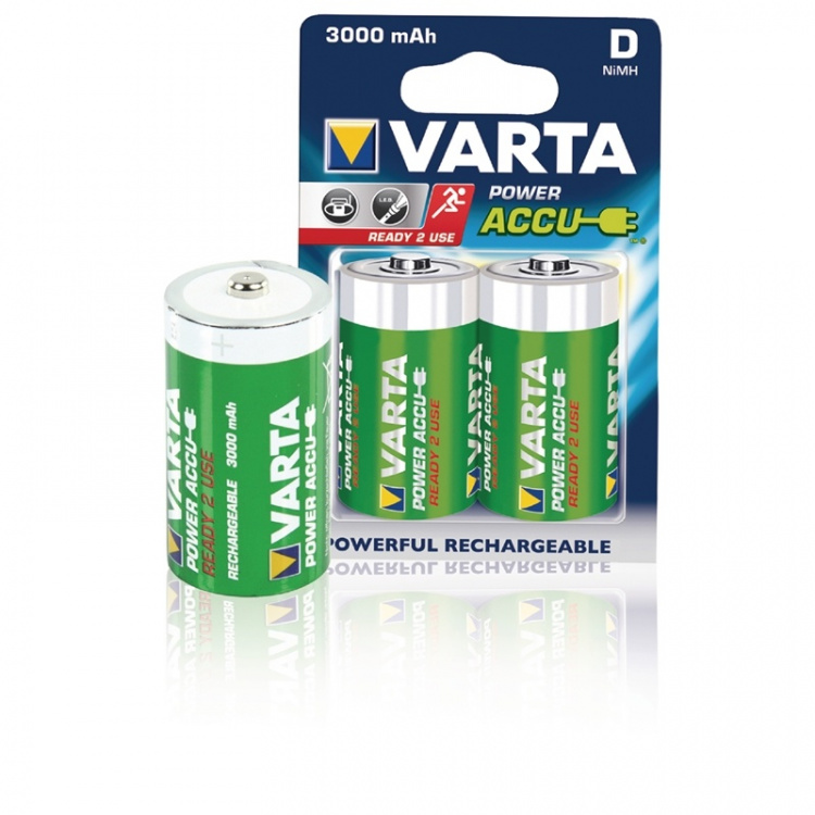 Varta Oplaadbare NiMH-Batterij D | 1.2 V DC | 3000 mAh | Voorgeladen | 2-Blister | HR20 | Geel / Groen Varta Oplaadbare NiMH-Batterij D | 1.2 V DC | 3000 mAh | Voorgeladen | 2-Blister | HR20 | Geel / Groen