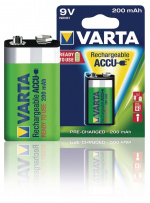 Varta Oplaadbare NiMH-Batterij E-Block | 9 V DC | 200 mAh | Voorgeladen | 1-Blister | 6HR61 | Geel / Groen