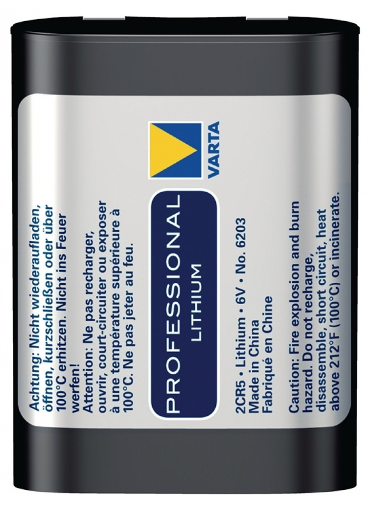 Varta Lithium Battery 2CR5 | 6 V DC | 1400 mAh | 1-Blister | Grijs / Zilver Varta Lithium Battery 2CR5 | 6 V DC | 1400 mAh | 1-Blister | Grijs / Zilver