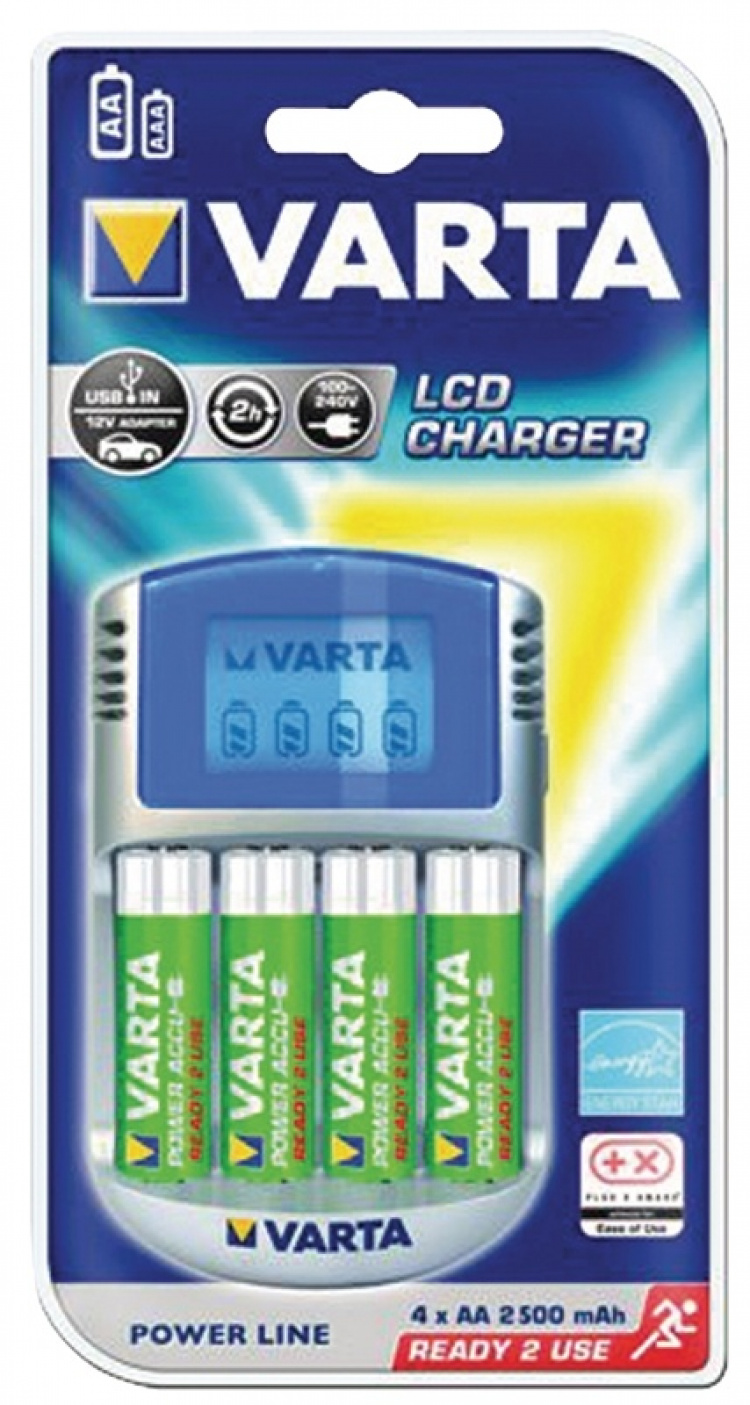 Varta NiMH-Batterijlader AA / AAA | 1.2 V DC | 4x AA/HR6 2600 mAh | Druppelladen | Euro / Type-C (CEE 7/16) | Batterijtype: AA