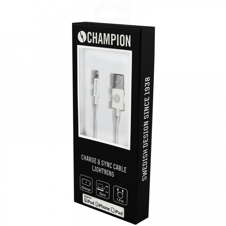 Champion USB-A naar Lightning-kabel 1m wit
