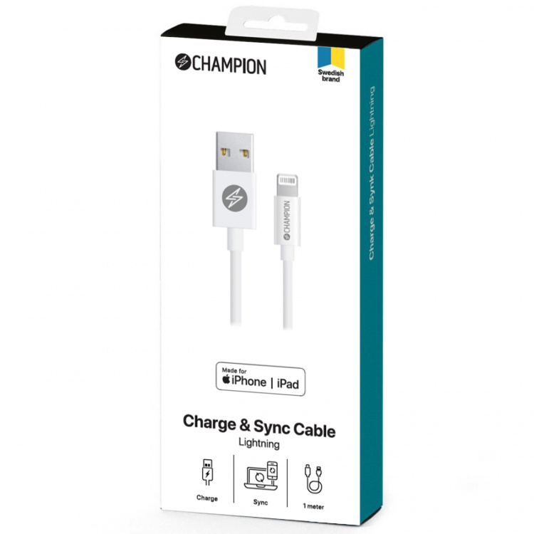 Champion USB-A naar Lightning-kabel 1m wit