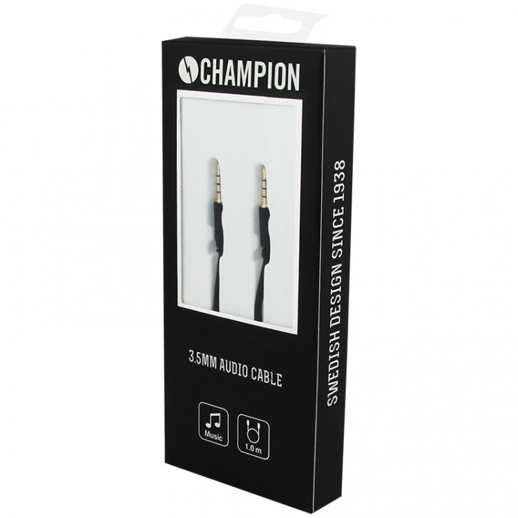 Champion 3,5mm audiokabel 1m zwart