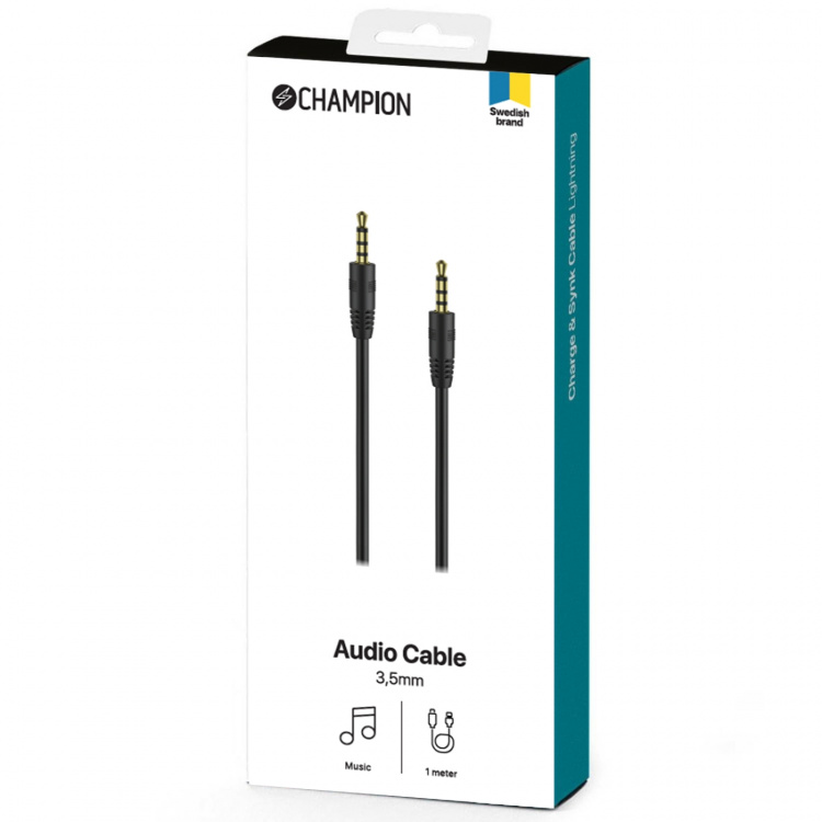 Champion 3,5mm audiokabel 1m zwart