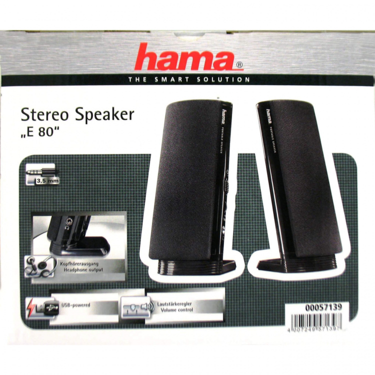 HAMA PC Högtalare E80 USB 3,5mm Hane Svart HAMA PC Högtalare E80 USB 3,5mm Hane Svart