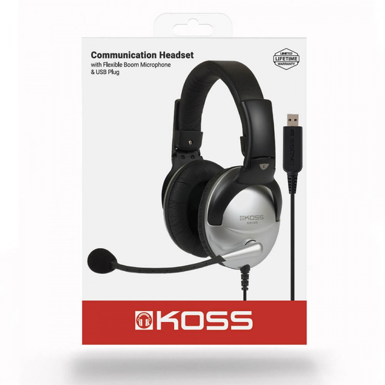 KOSS Headset SB45 USB On-Ear Silver/Svart KOSS Headset SB45 USB On-Ear Silver/Svart