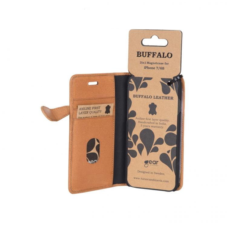 BUFFALO Wallet Leather Cognac 3 Cardpockets iPhone 6/6S