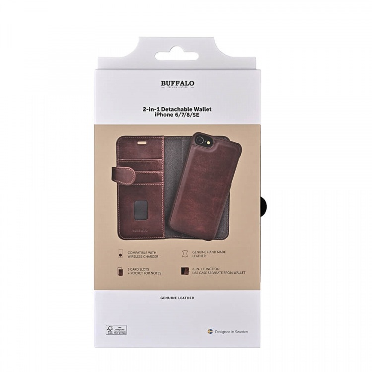 BUFFALO Wallet Leather Brown 3 Cardpockets iPhone 6/7/8/SE2020