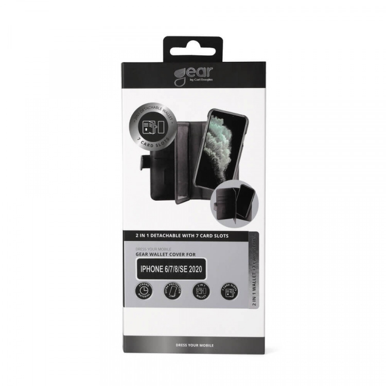 GEAR Wallet Black 7 Cardpockets iPhone 6/7/8/SE2020 GEAR Wallet Black 7 Cardpockets iPhone 6/7/8/SE2020