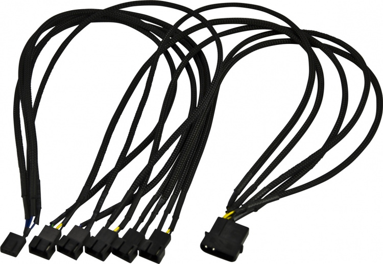 AKASA splitterkabel för 4-pins fläktar, från 1 till 5, svart
