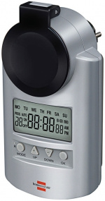 Brennenstuhl digitale timer, geaard, 12/24u, IP44, 240V/16A/3680W, zilver