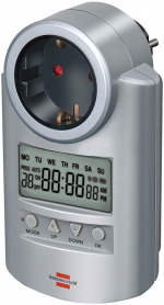 Brennenstuhl digitaltimer, jordad, 12/24h, pet, 240V/16A/3680W, silver