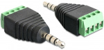 DeLOCK adapter, 3,5mm stereo ha till 4-pin terminalblock, svart