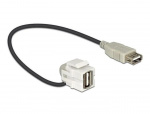 DeLOCK Keystone modul, USB 2.0 Typ A ho-USB Typ A ha, 0,2m kabel, grå