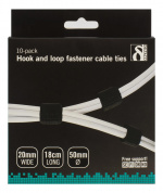DELTACO Hook and loop fastener cable, 20mm width, 18cm, 10-pack, black