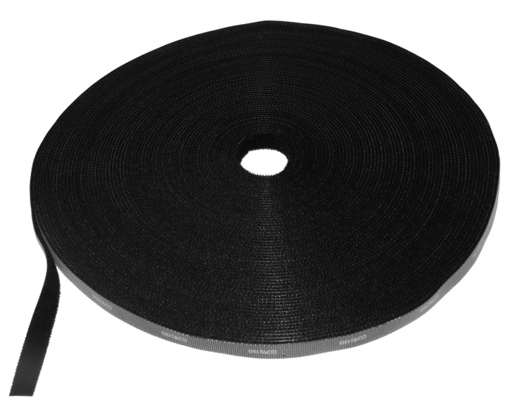 DELTACO Hook and loop fastener cable ties, width 10mm, 25m, black