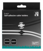 DELTACO self adhesive cable holder in rubber, 6-pack, black/white/gray