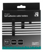 DELTACO adhesive cable clamps in plastic, 1/3/6 slots, 10-pack, black DELTACO adhesive cable clamps in plastic, 1/3/6 slots, 10-pack, black