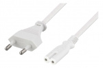 DELTACO ungrounded power cable, CEE 7/16 to IEC 60320 C7, 10m, white