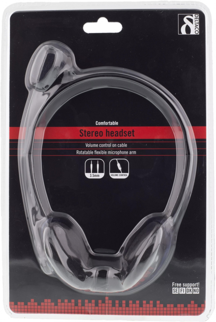 DELTACO Stereo Headset, microphone and volume control, 2x 3,5mm, black DELTACO Stereo Headset, microphone and volume control, 2x 3,5mm, black