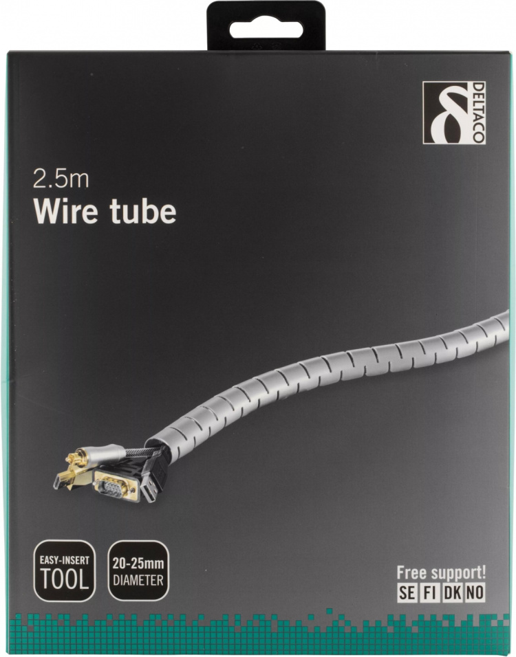 DELTACO nylon wire tube, 25mm diameter tool included, 2.5m, silver