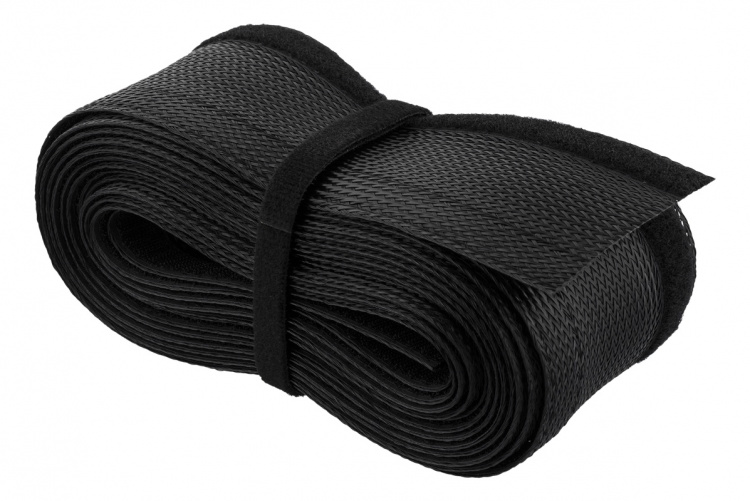 DELTACO Nylon kabelsorteersok, klittenband, 1,8m, zwart