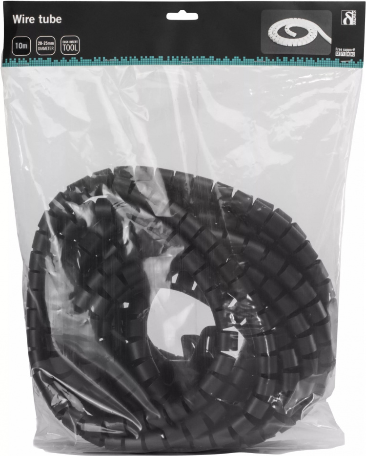 DELTACO nylon wire tube, 25mm diameter tool included, 10m, black