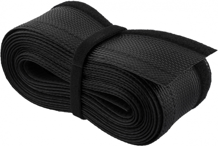 DELTACO nylon cable wrap, hook and loop fastener, 3m, black
