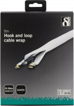 DELTACO nylon cable wrap, hook and loop fastener, 5m, white