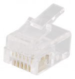 DELTACO Modular connector RJ12, 6P6C, 20-pack, transparent