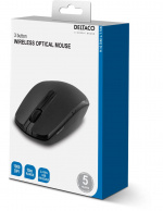 DELTACO trådlös optisk mus, 2 knappar och scroll, 1000 DPI, USB, sva