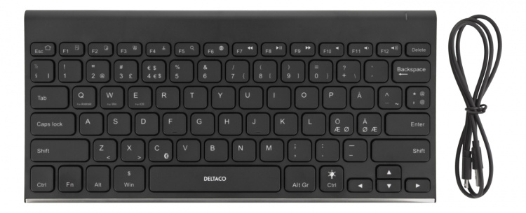 DELTACO trådlöst minitangentbord, bakrundsbelyst, bluetooth, svart DELTACO trådlöst minitangentbord, bakrundsbelyst, bluetooth, svart