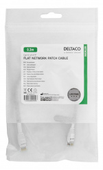 DELTACO U/UTP Cat6 patch cable, flat, 0.3m, 250MHz, white
