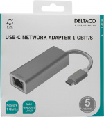 DELTACO PRIME USB C Network Adapter, Gigabit, RJ45,aluminum, silver DELTACO PRIME USB C Network Adapter, Gigabit, RJ45,aluminum, silver