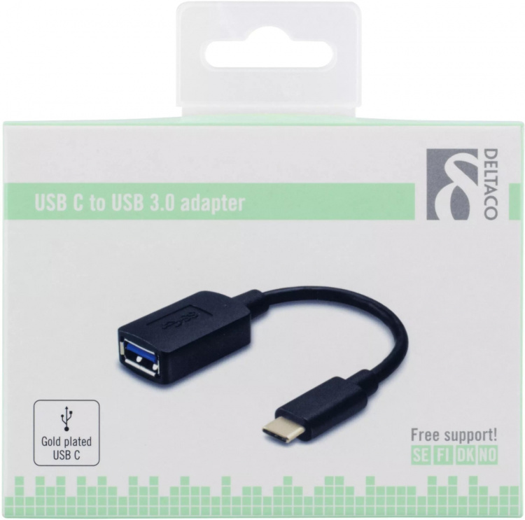 DELTACO USB-adapter, USB 3.1 type C male - type A female, Gen 1, black DELTACO USB-adapter, USB 3.1 type C male - type A female, Gen 1, black