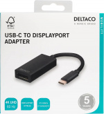DELTACO USB 3.1 to DisplayPort adapter, USB type C - DP female , black